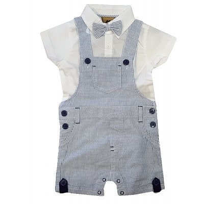Baby Boys Dungarees Set with Bow Tie