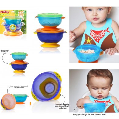 Nuby Muncheez 2 Pack Stackable Sunction Bowls