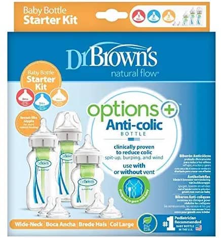 Dr. Brown’s Options Plus Wide Neck Baby Bottle Starter Kit 3pk