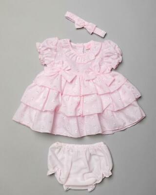 Baby girls clothes Spanish style broderie anglaise 3 piece dress set 0-9 months 